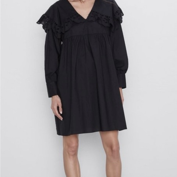 Zara Dresses & Skirts - Zara Black Long Sleeve Dress with Ruffle Detail